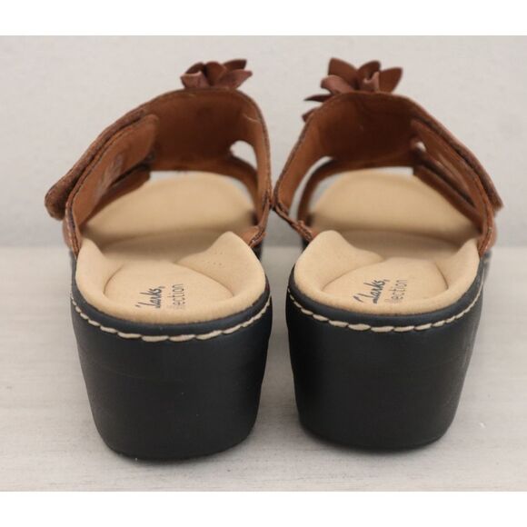 Clarks Collection Women's Sz 12M Tan/Brown Leather Merliah Raelyn Wedge Sandals - Picture 4 of 14